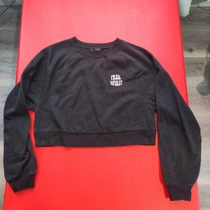 NOBO Free Spirit black winter crop top sweatshirt women's size M